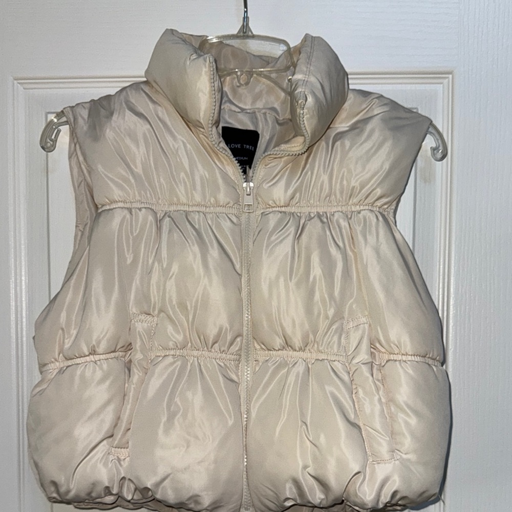 Love Tree Ivory Puffer Vest